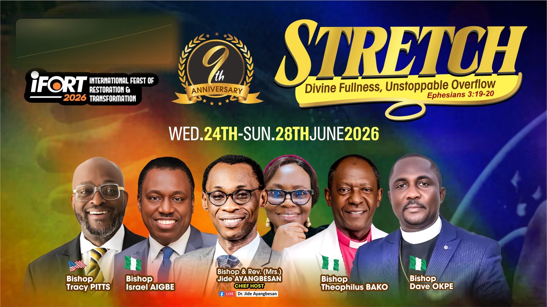 IFORT 2026 Stretch event banner for Influencers International Christian Centre.